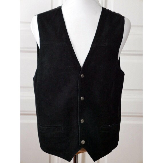 Vintage Suede Vest, 1990s European Vintage Black … - image 3