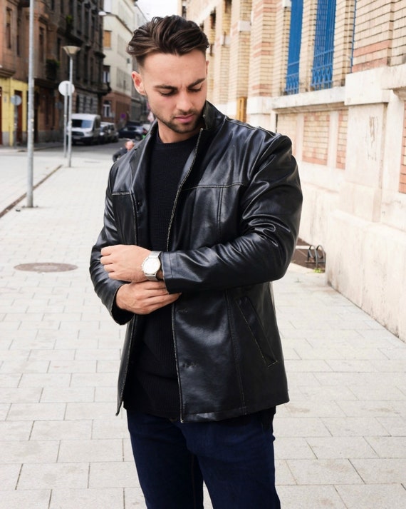 90s leather jacket mens deals