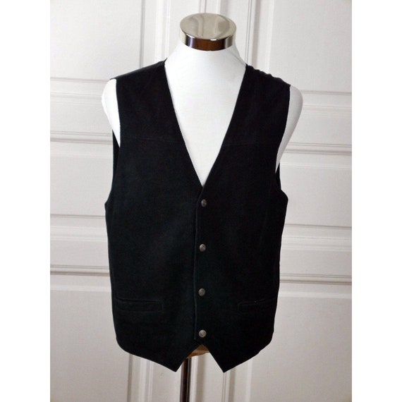 Vintage Suede Vest, 1990s European Vintage Black … - image 9