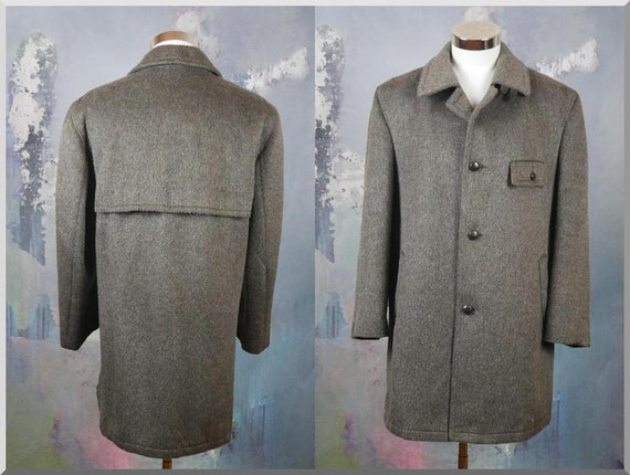 1980s Overcoat, Brown Mohair Wool Blend Men's Mad… - image 1