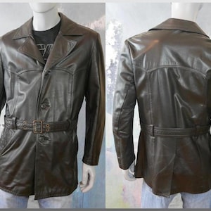 Dark Brown Leather Jacket, European Vintage, Made in Finland: 42 US/UK