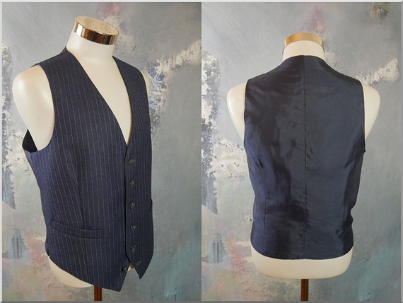 Chaleco de rayas azul oscuro chaleco delantero con punta Etsy España