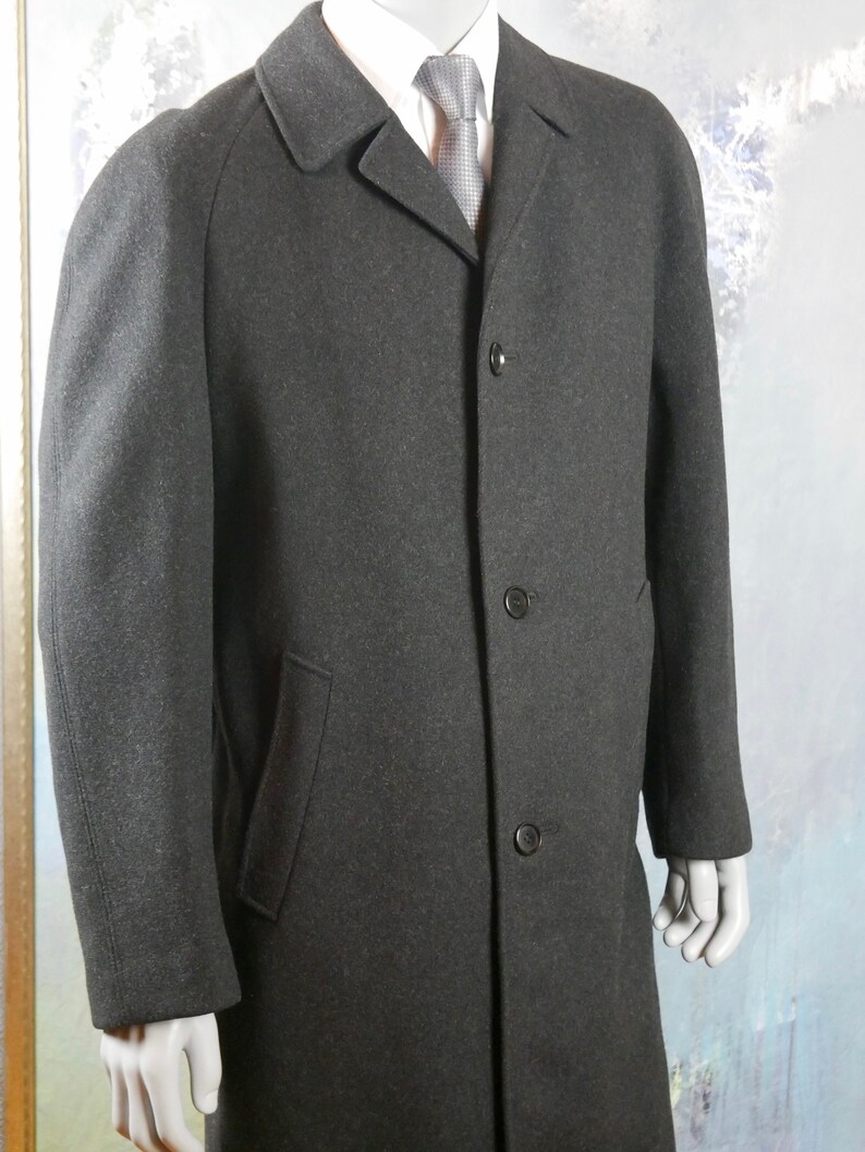 Europan Vintage Overcoat Charcoal Gray Wool Coat 46 USUK Retro Mad Men Style Winter Coat: Size XXL