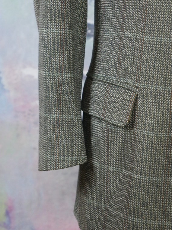 1980s Tweed Blazer, Italian Vintage Olive Green &… - image 6