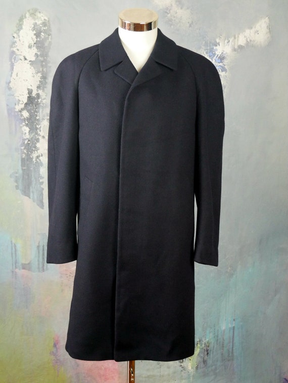 Navy Blue Wool Coat, European Vintage Long Mad Me… - image 3