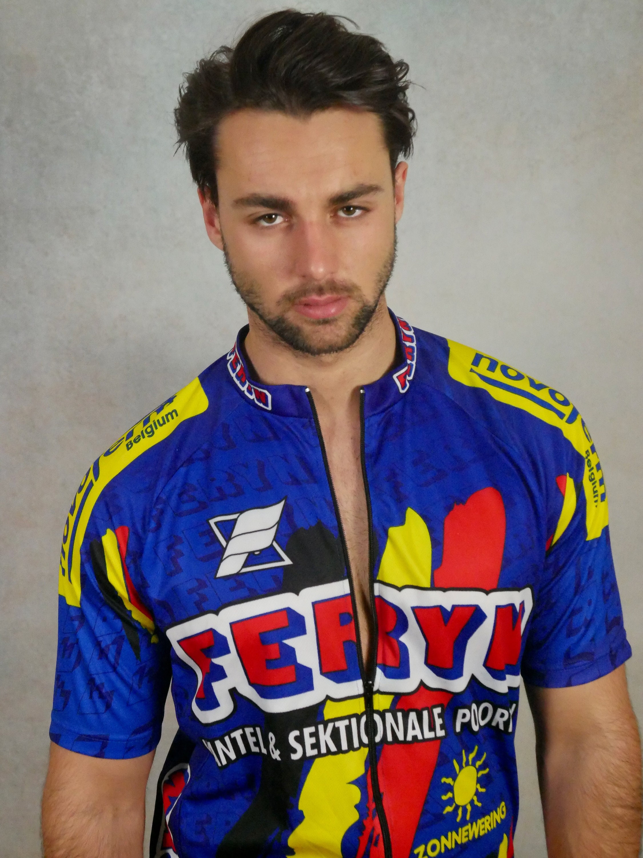 Cycling Jacket, 90s Vintage Belgian Racing Team Cycle Jersey