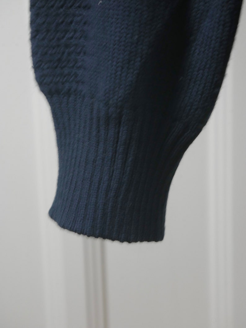 Navy Blue Cardigan 1990s European Vintage Wool Blend Knit Sweater Size 4648 Short Retro Menswear