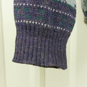 Purple & Gray Striped Sweater, 1990s European Vintage Soft Wool Blend Winter Knit Pullover: Size 42 to 44 US/UK image 5