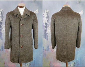 1960s Dutch Vintage Brown Wool Coat, Classic European Overcoat: Size 40 US/UK