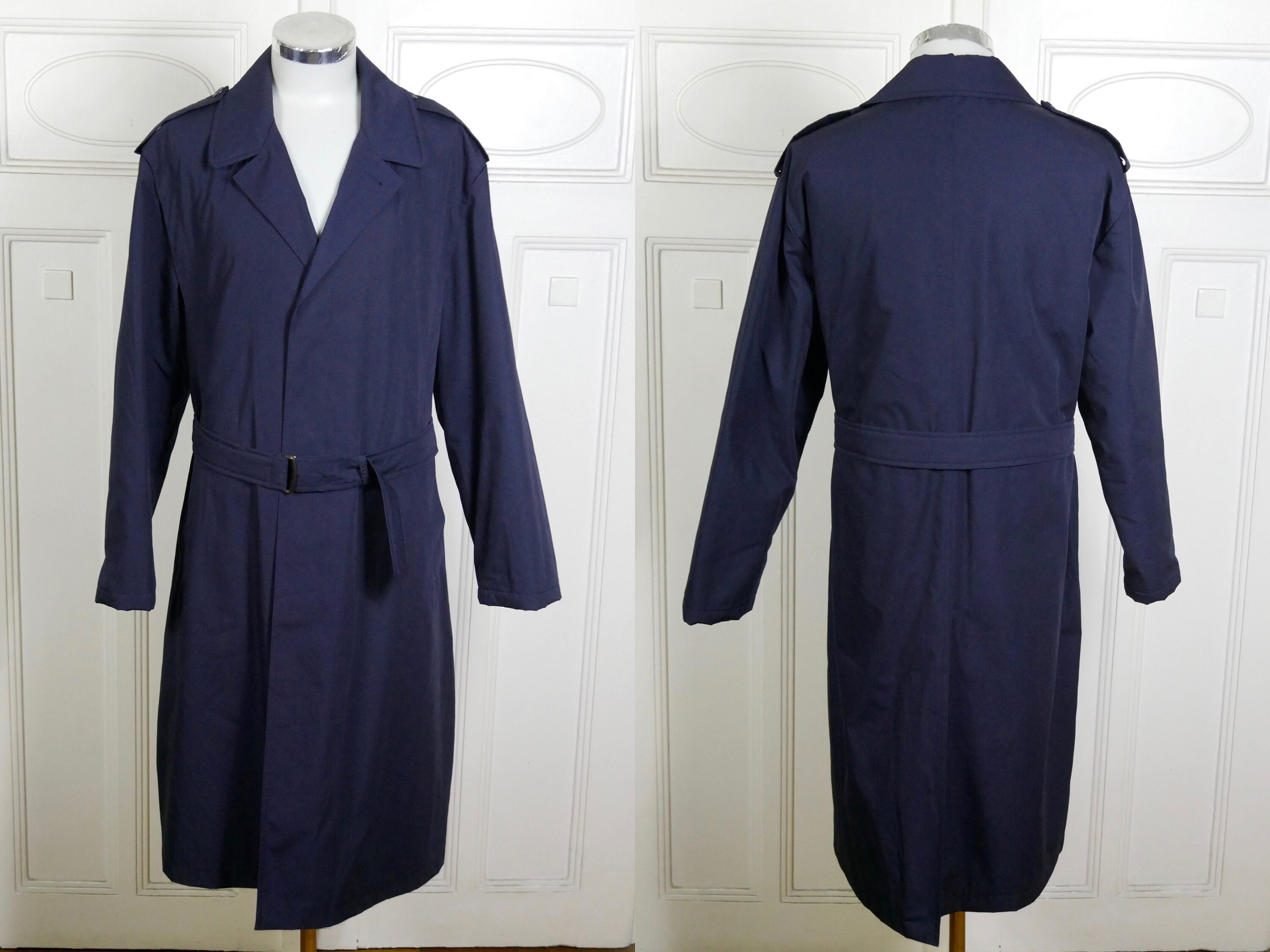 【OHOTORO】firenze trench coat navy 男女兼用 Navy Blue Trench Coat, 1990s European Vintage Oratop Mac Water
