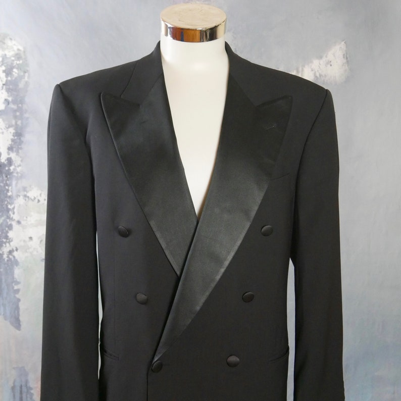 Black Double-Breasted Tuxedo Jacket German Vintage | Etsy