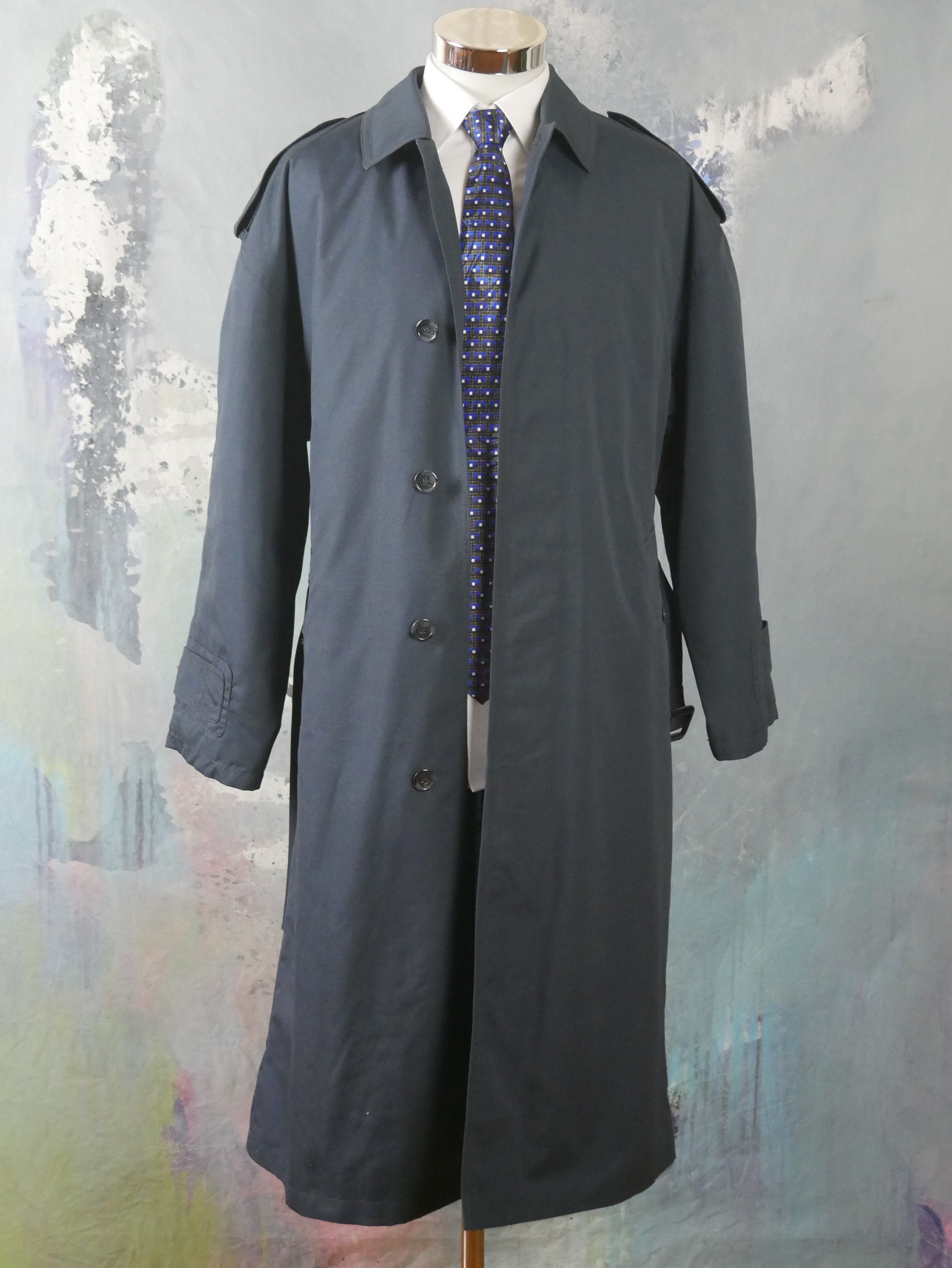 Blue Trench Coat 1980s European Vintage Men's Rainproof | Etsy
