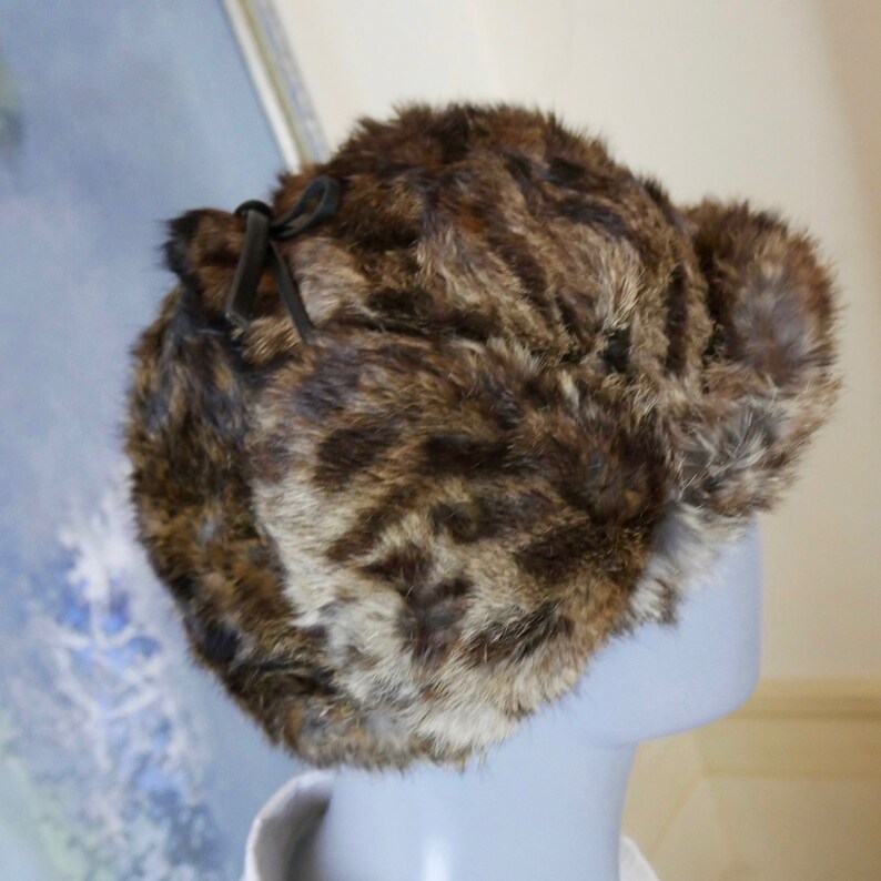 Fur Earmuff Hat 1990s Finnish Vintage Leopard Print Hare Etsy