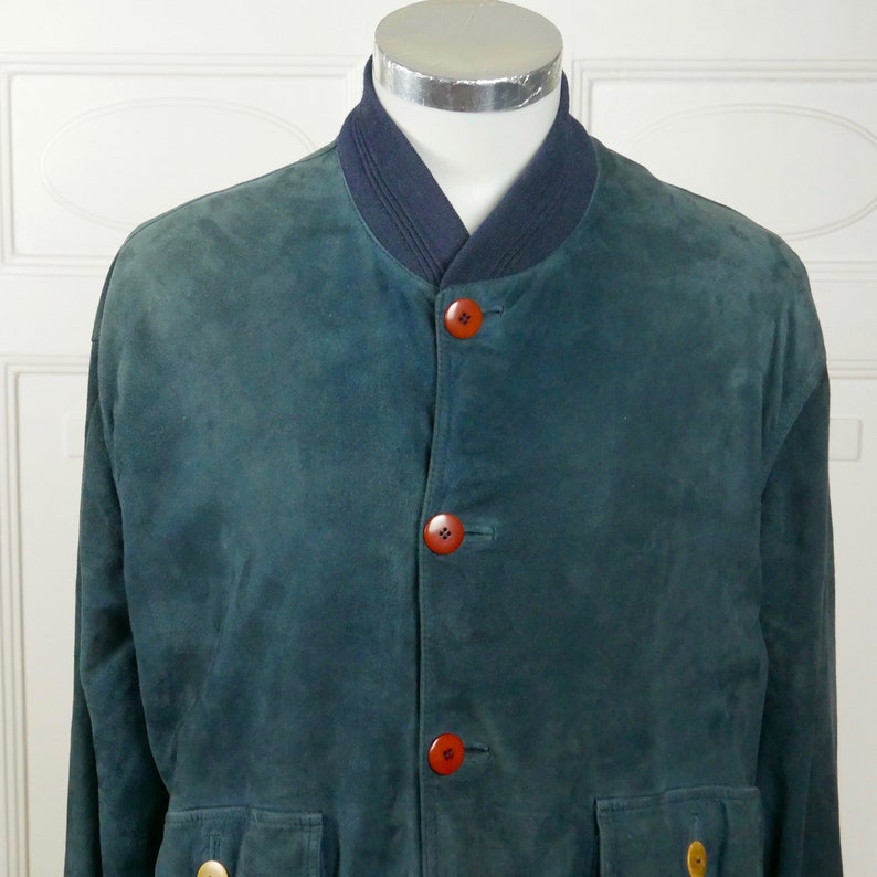 Cadet Blue Suede Jacket 1980s Vintage Cardigan Style Soft - Etsy