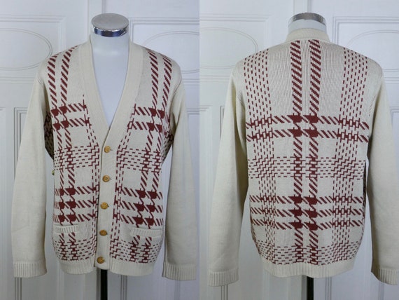 Vintage Cardigan, Creamy Beige Cotton Wool Blend … - image 2