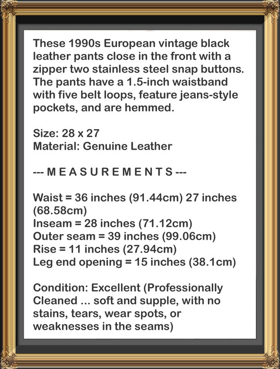 Black Leather Pants European Vintage 