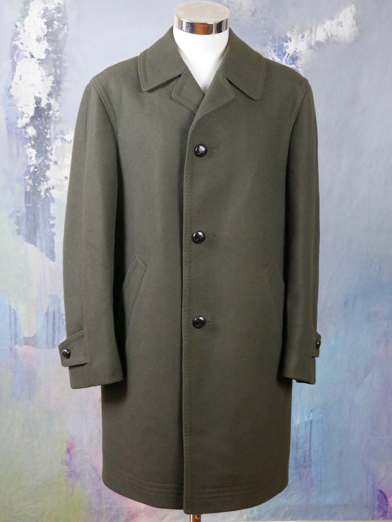Men's Wool Overcoat 1980s Olive Green German Vintage | Etsy