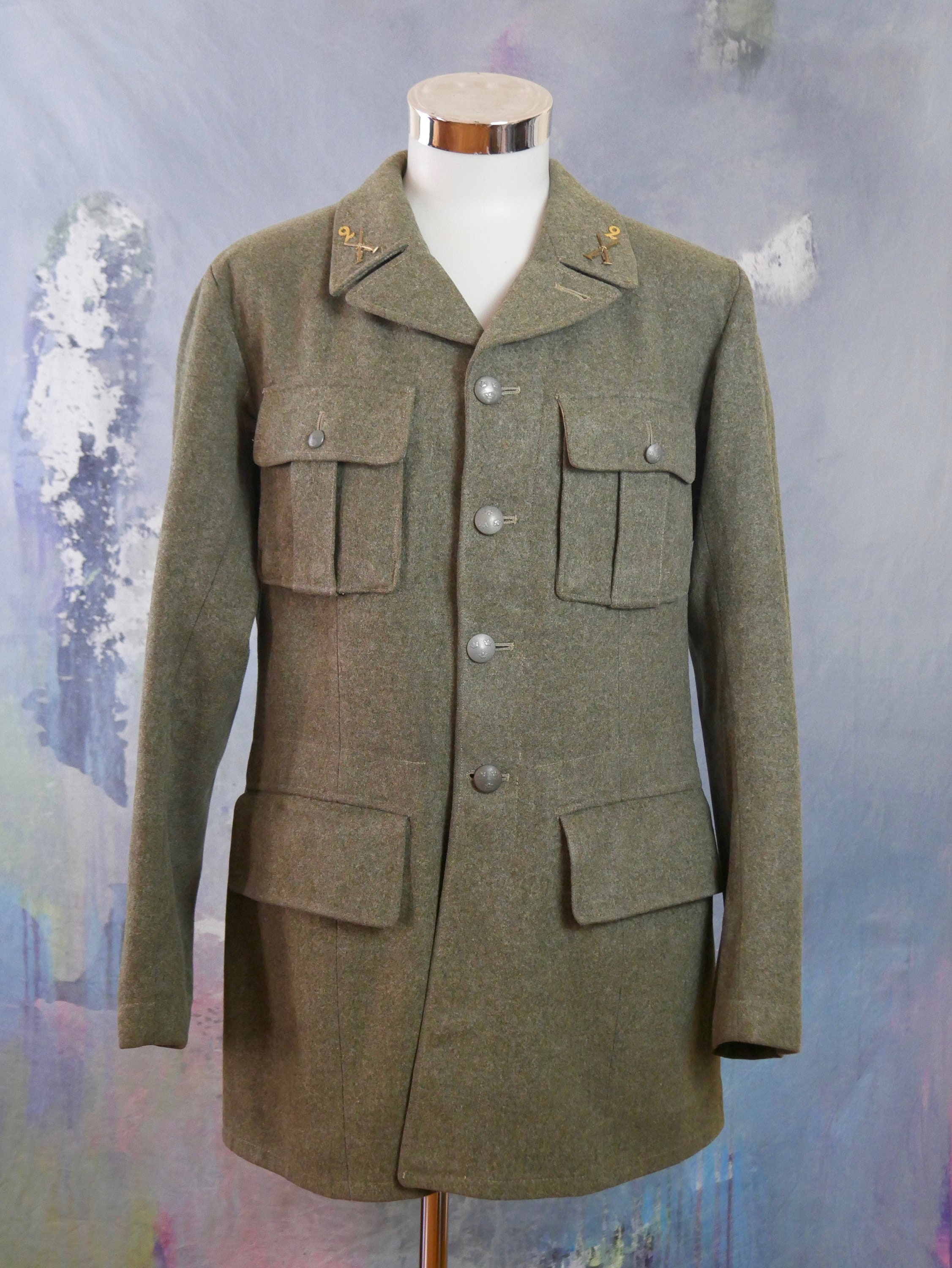 Vintage Swedish Military Jacket Olive Drab Wool W Bronze | Etsy