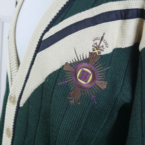 Green Cardigan, 1990s Swedish Vintage Soft Wool Knit Button-Down Bjorn Borg Tennis Sweater: Size 46 to 48 US/UK image 7