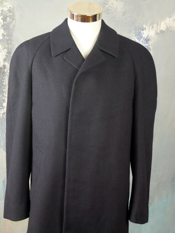 Navy Blue Wool Coat, European Vintage Long Mad Me… - image 4