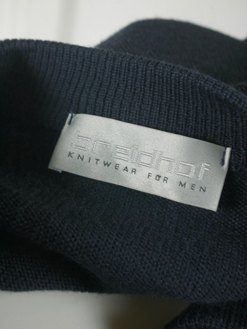 Navy Blue Cardigan 1990s European Vintage Wool Blend Knit Sweater Size 4648 Short Retro Menswear