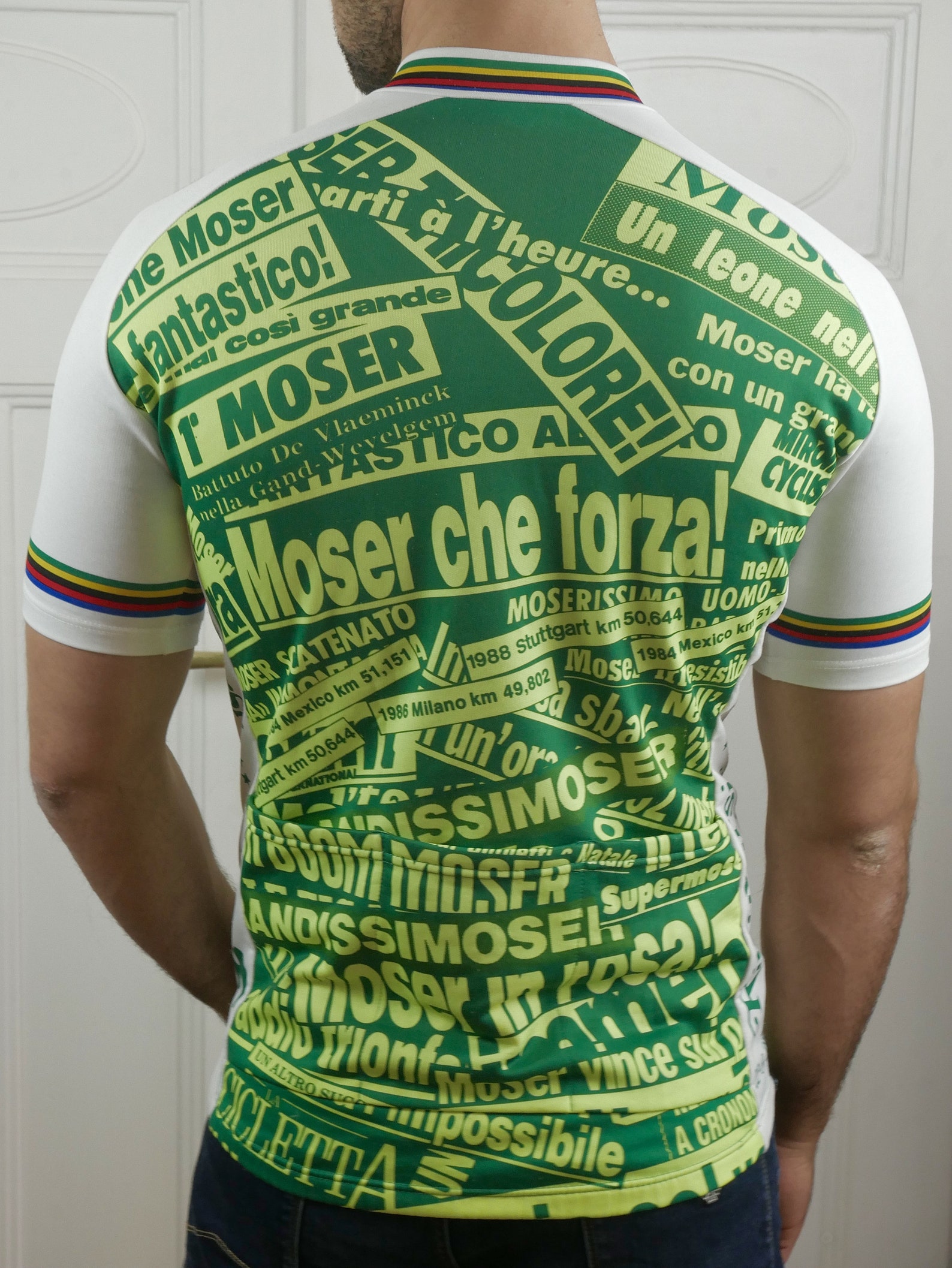 Italian Cycling Jersey 1990s Vintage White Green Yellow Etsy