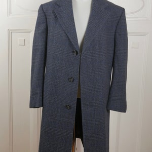 German Vintage Wool Overcoat Slate Blue & Gray Subtle Plaid - Etsy