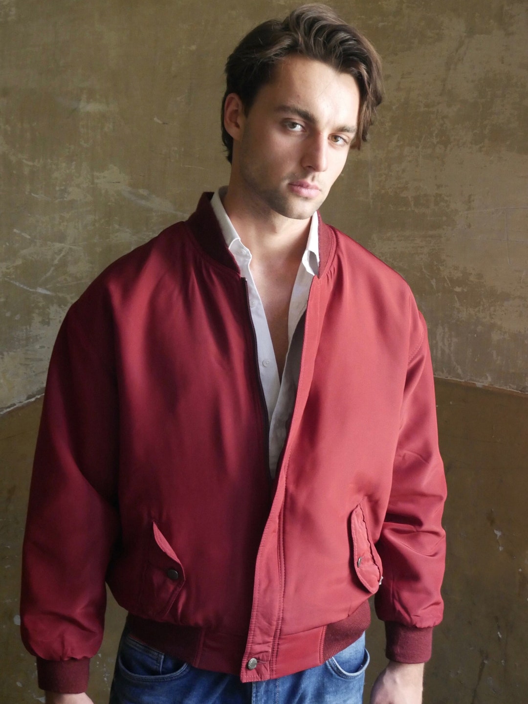 Red Bomber Jacket, 1990s European Vintage, Size 42 US/UK - Etsy