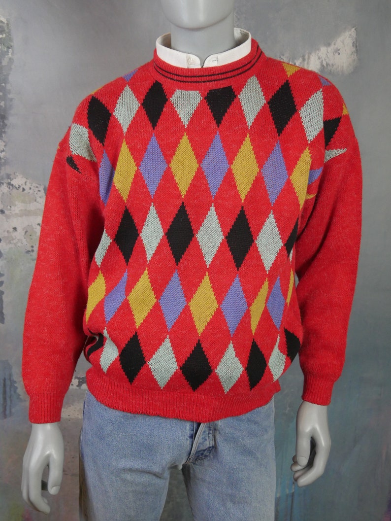 1980s Red Argyle Sweater European Vintage Soft Angora Wool - Etsy