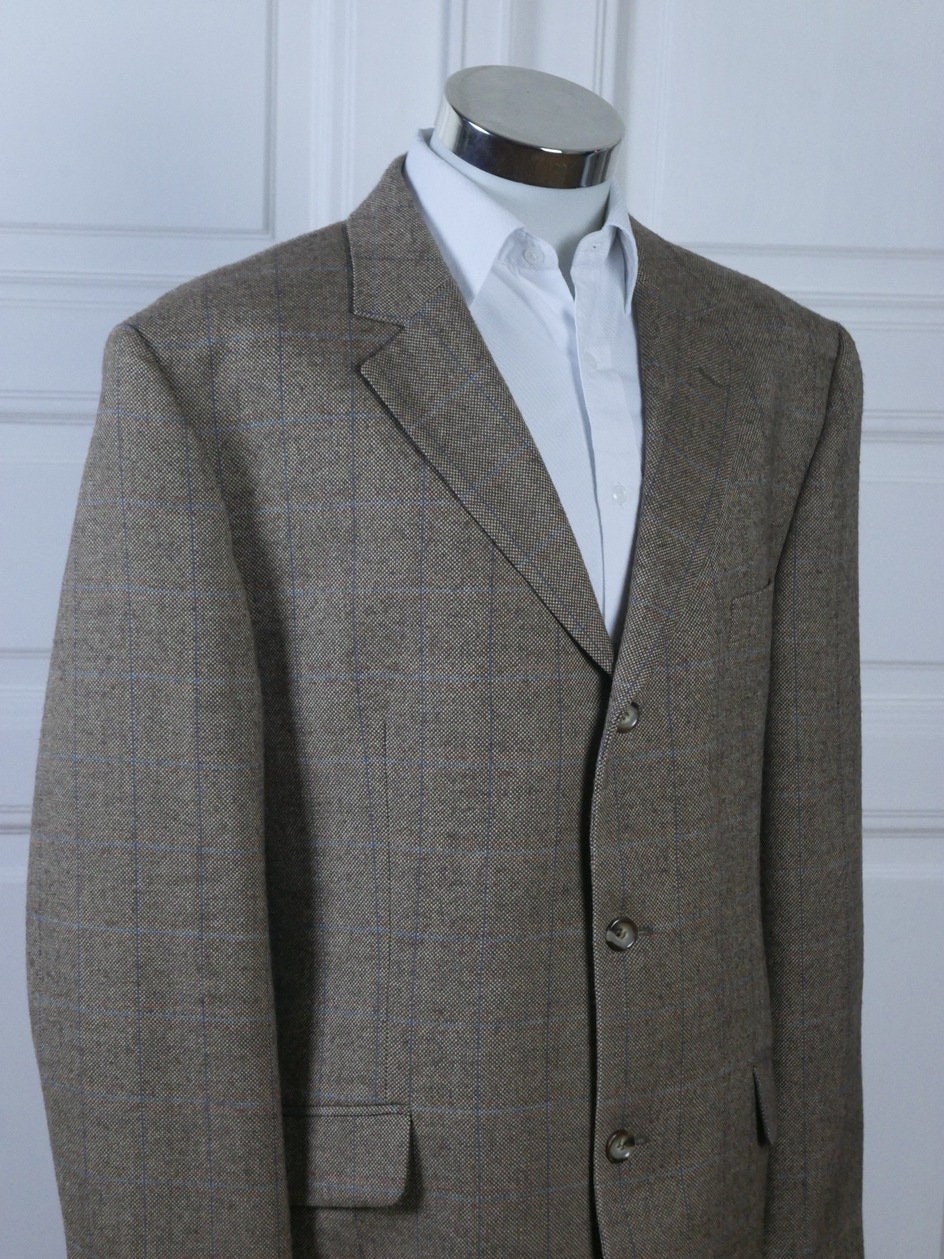 Retro Tweed Blazer German Vintage Light Brown Wool | Etsy