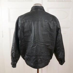 1980s Black Leather Bomber Jacket Vintage Zippered Motorcycle - Etsy