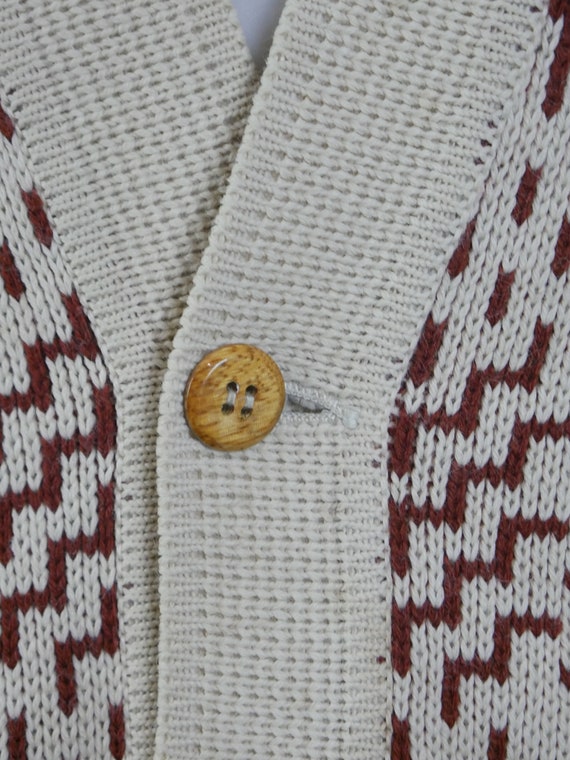 Vintage Cardigan, Creamy Beige Cotton Wool Blend … - image 6
