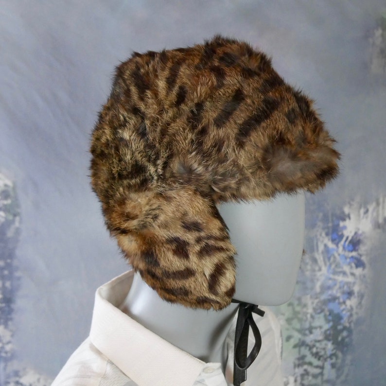 Fur Earmuff Hat 1990s Finnish Vintage Leopard Print Hare Etsy