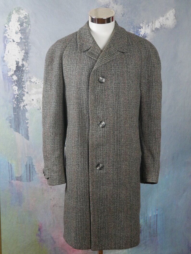 Gray Wool Overcoat 1960s German Vintage Herringbone Tweed - Etsy UK