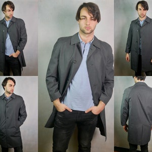 Vintage 70s Overcoat, Gray European Wool Blend Duster Trench Coat, Size 40 to 42 USA