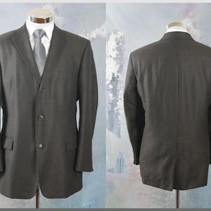 Hugo Boss Brown Blazer, European Vintage Single-Breasted Three-Button Wool Linen Blend Jacket, Retro Menswear: Size XL (44 US/UK)