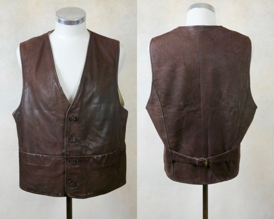 トップス [Italy Vintage]90s Made Leather Vest 💀🥀 Vintage 90s Harley Davidson grunge biker button down