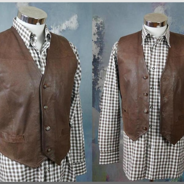 Gilet Homme En Cuir Véritable Permit Platinum - Marron, Taille L, Neuf Sans étiquettes