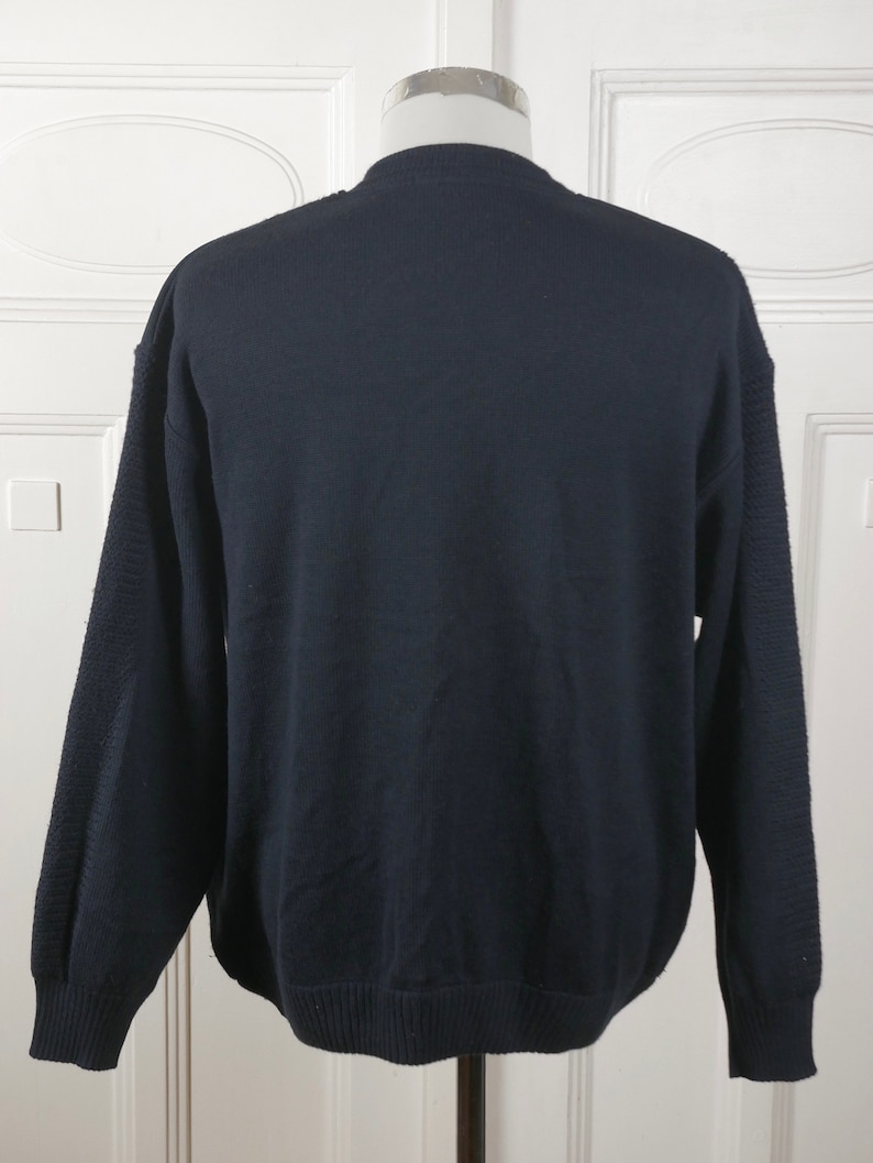 Navy Blue Cardigan 1990s European Vintage Wool Blend Knit Sweater Size 4648 Short Retro Menswear