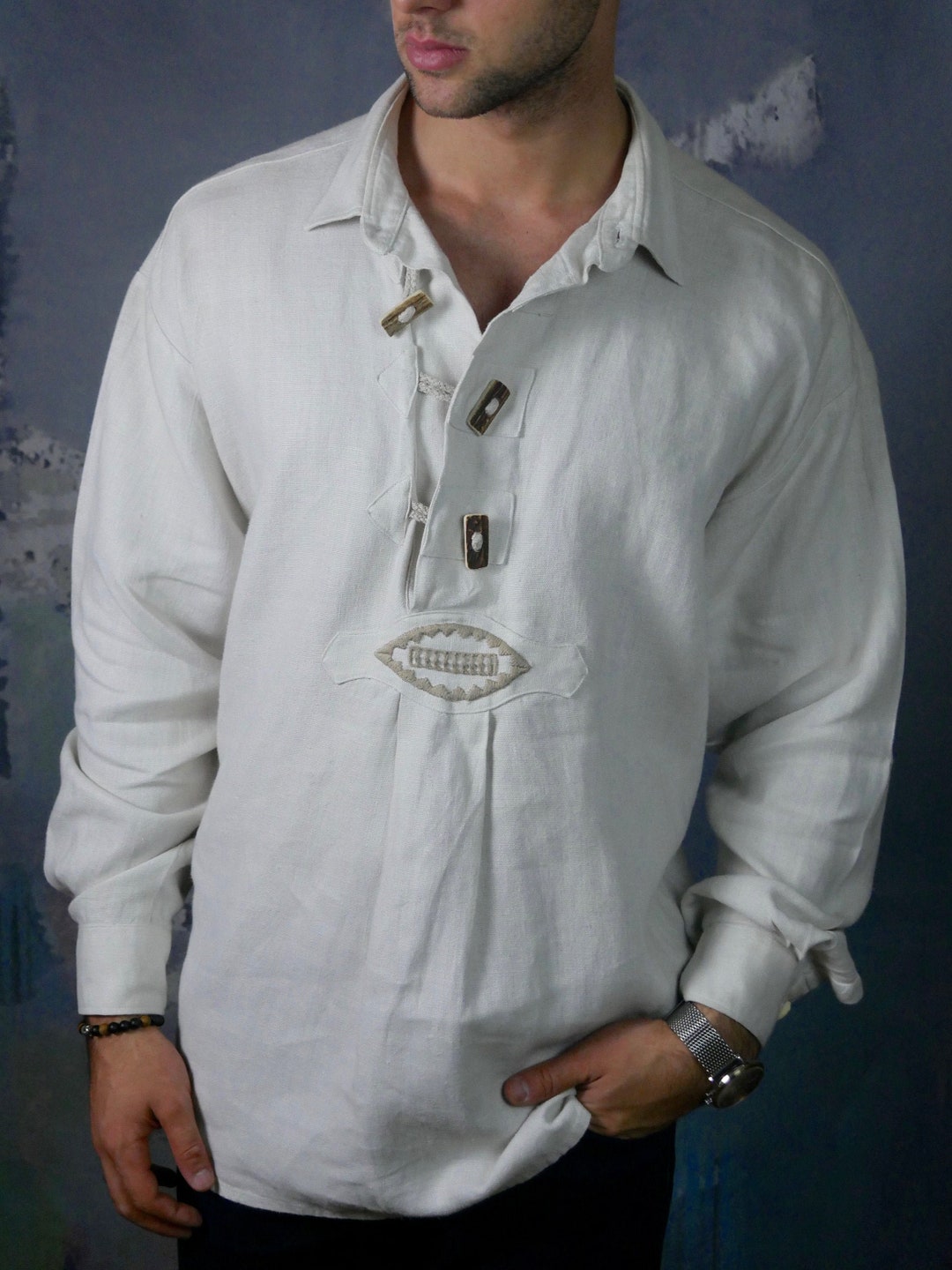 Linen Shirt Men's 1990s off White Austrian Vintage - Etsy