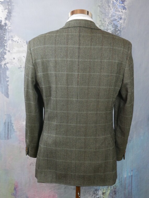 1980s Tweed Blazer, Italian Vintage Olive Green &… - image 8