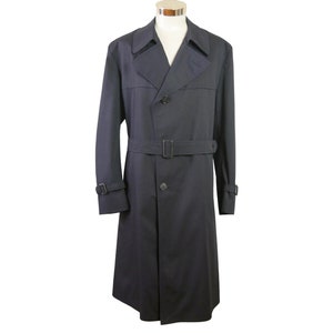 Blue Trench Coat, 90s European Vintage Longer Duster Overcoat, Size 46 USA / UK