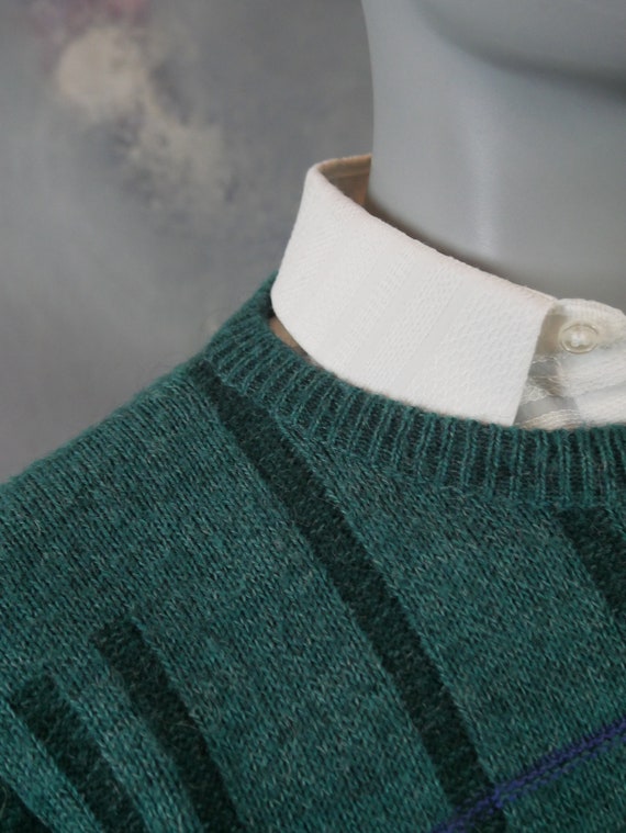 1980s Turquoise Green Crew Neck Sweater with Bloc… - image 4