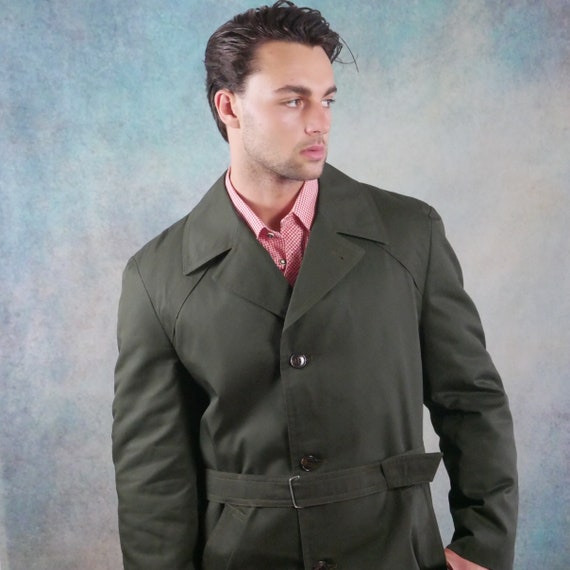 Vintage Olive Green Trench Coat - XL