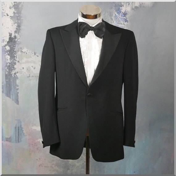 52 R Chaps Ralph Lauren Black Tuxedo Coat Pant Vest Bow tie Complete Tuxedo