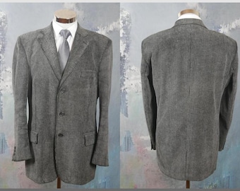 Mens Corduroy Blazer, Single-Breasted 1990s Corduroy Jacket with Fine Black Stripes, 90s Clothing Men: Large, Size 44