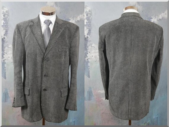 Gray Corduroy Blazer European Vintage Cotton Cord Etsy
