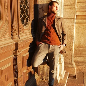 Casaco de tweed vintage masculino, tamanho médio, 40 EUA/Reino Unido