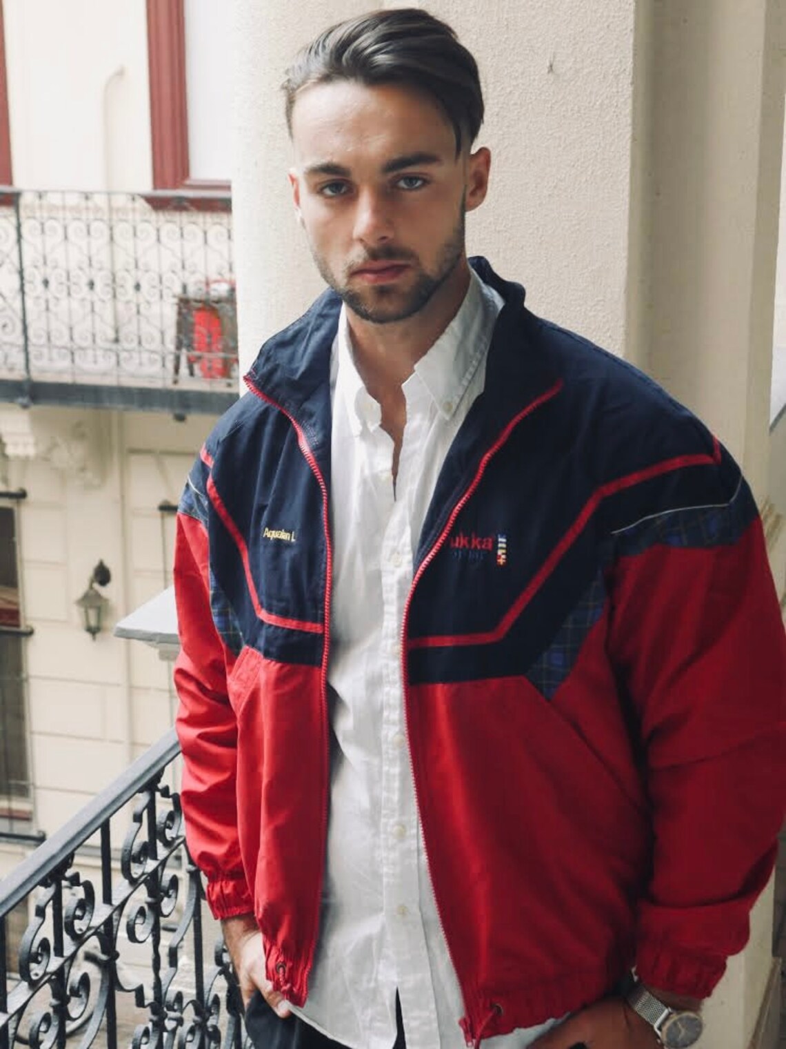 Red & Navy Blue Jacket 1990s European Vintage Zippered Rukka Etsy