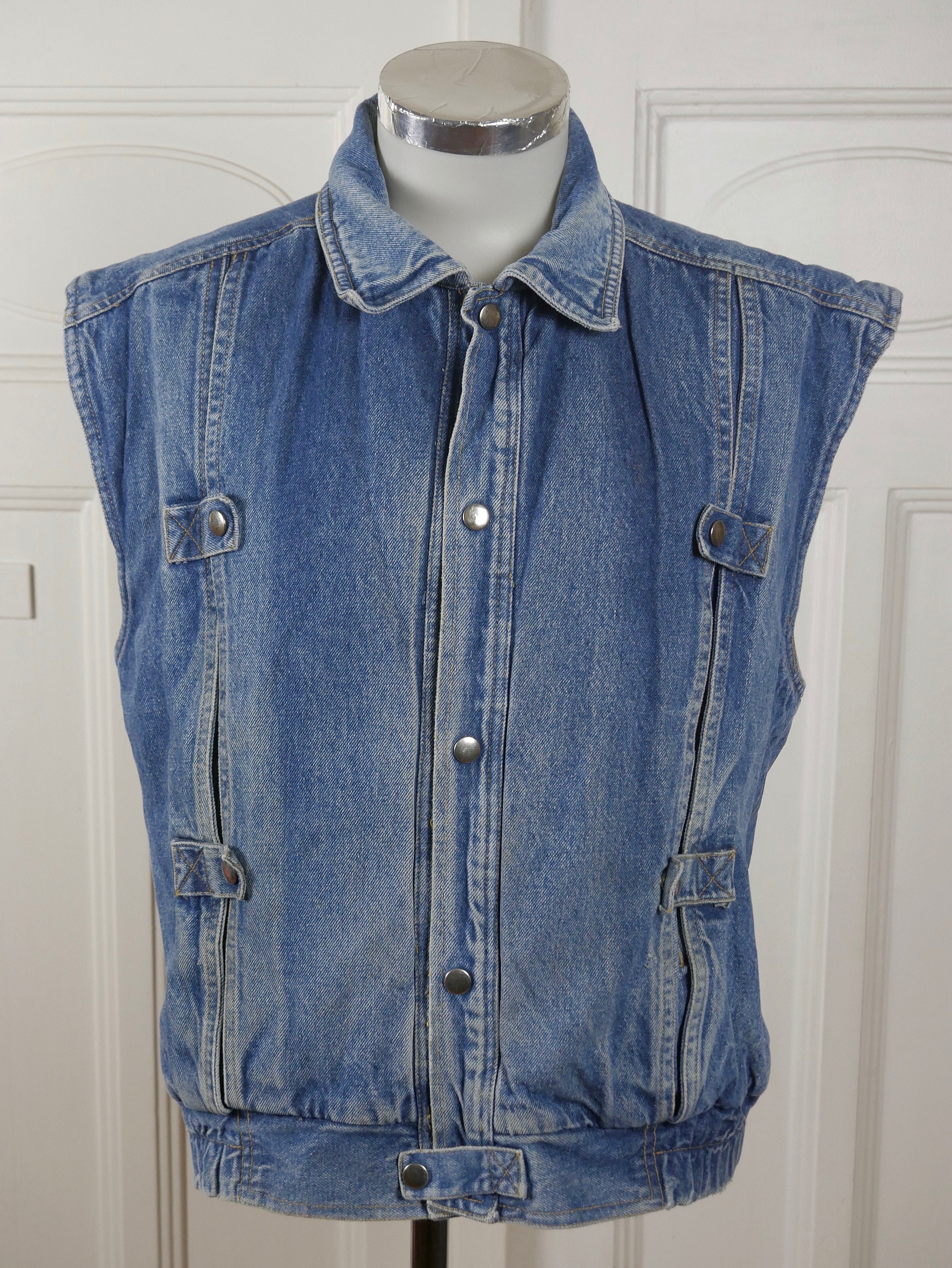Sleeveless Denim Jacket, 1990s Vintage Blue Jeans Vest With